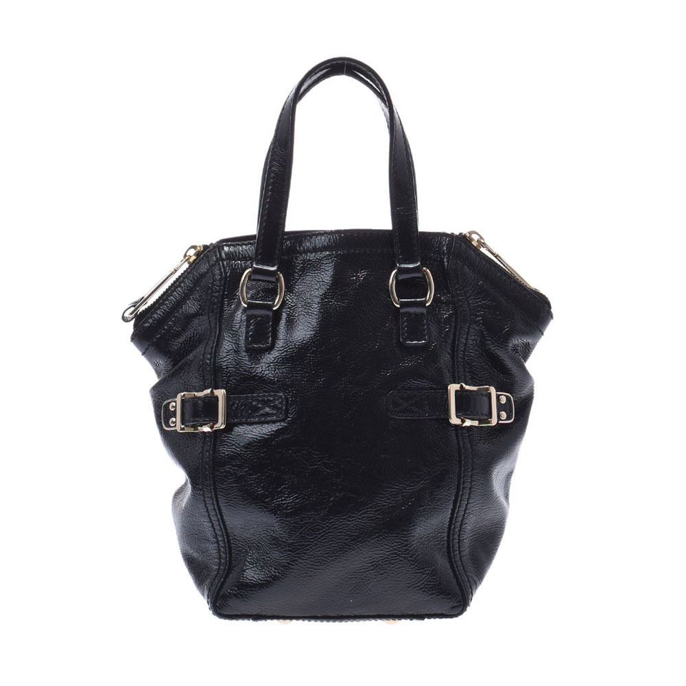 SAINT LAURENT Downtown Black Enamel Handbag